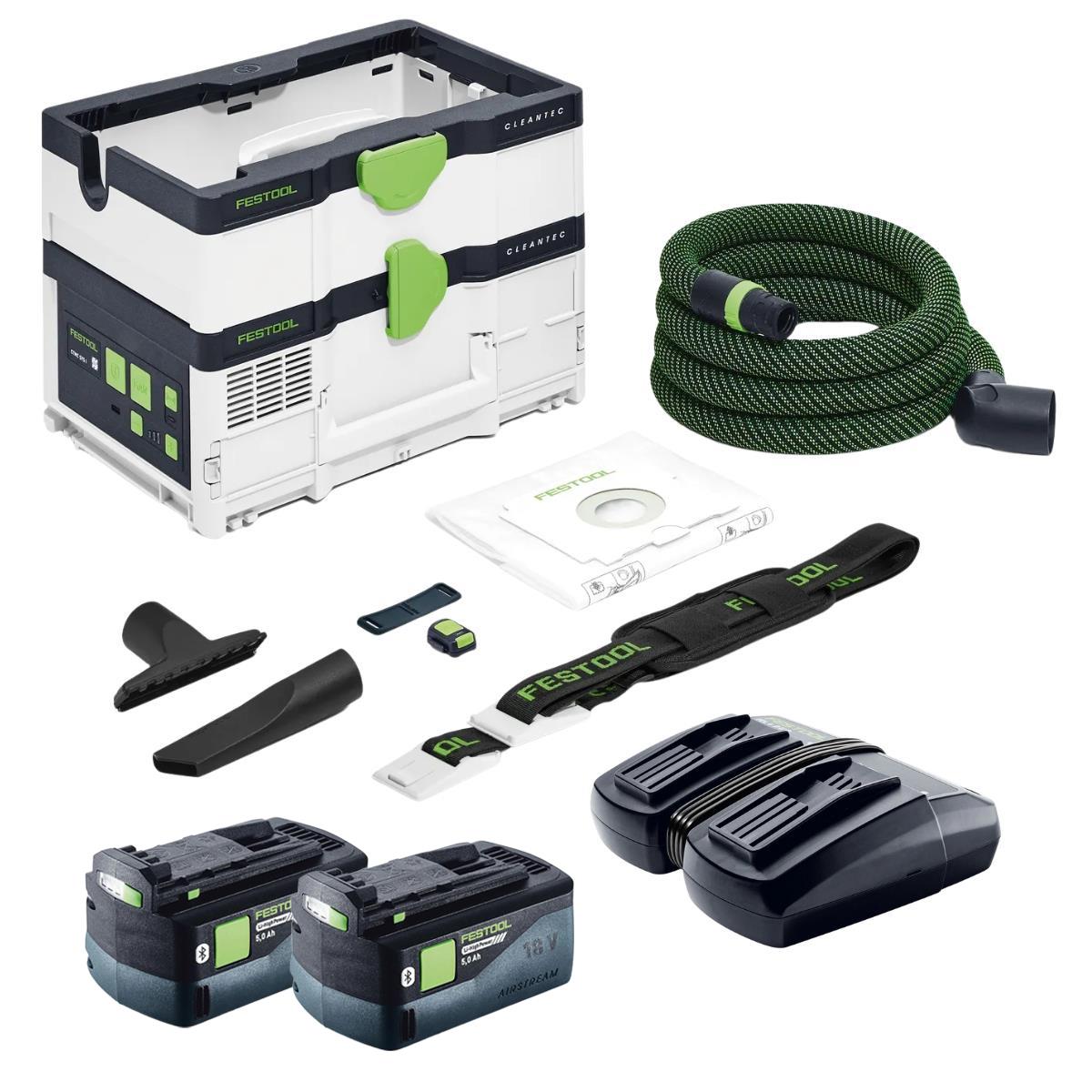 Festool CLEANTEC CTLC SYS I-Basic 36V Mobile Dust Extractor with 2 x 5.0Ah Battery & Charger
