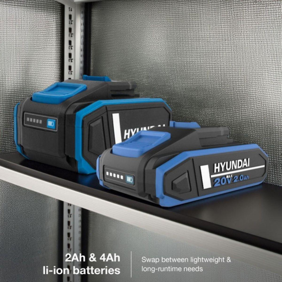 Hyundai S02-FTB 20V Hammer Drill and Angle Grinder 115mm Brushless Kit 2.0Ah/4.0Ah Li-ion Battery & 2A Charger