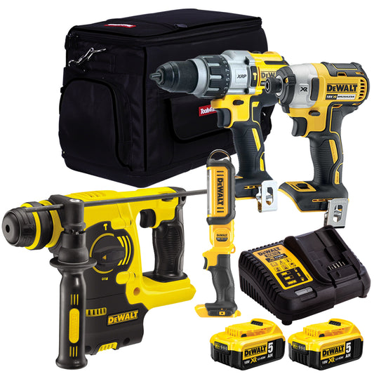 Dewalt 18V 4 Piece Power Tool Kit with 2 x 5.0Ah Battery & Charger T4TKIT-179