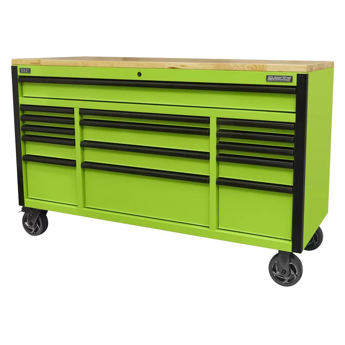 Sealey AP6115BE Mobile Trolley 15 Drawer with Wooden Worktop 1549mm