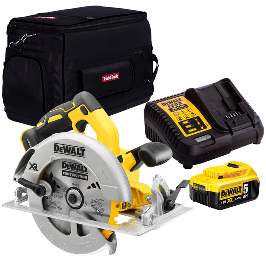 Dewalt DCS570P1 18V Brushless 184mm Circular Saw with 1 x 5.0Ah Battery & Charger in Bag