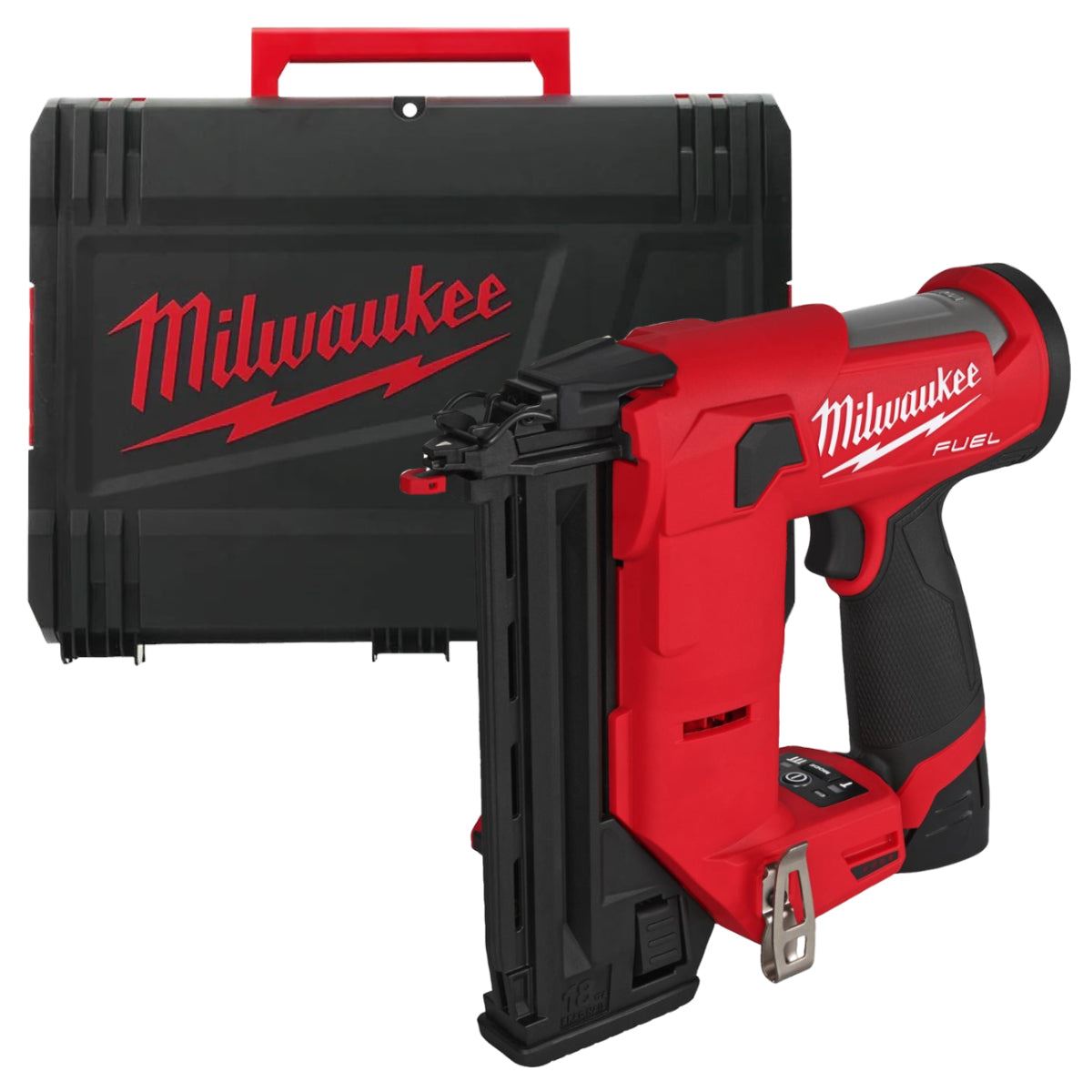 Milwaukee M12FCN18GS-0X 12V FUEL Brushless 18Ga Second Fix Straight Finishing Brad Nailer Body Only in Case 4933493354
