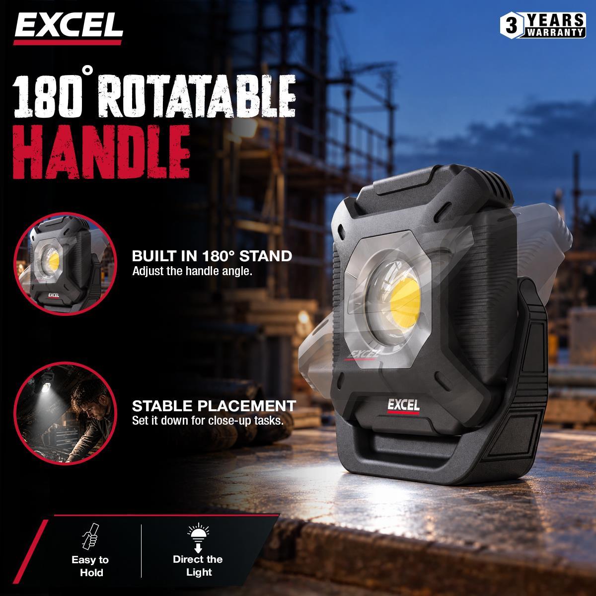 Excel 800 Lumens LED Magnetic Rechargeable Mini Work Light