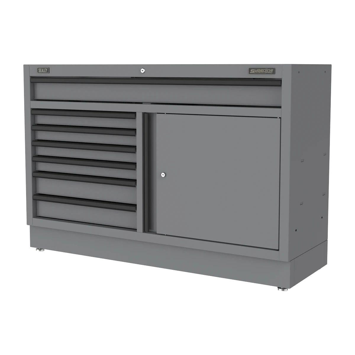 Sealey APMS41BE Superline PRO Black Edition Modular Floor Cabinet 7 Drawer & Cupboard Combination 1360mm