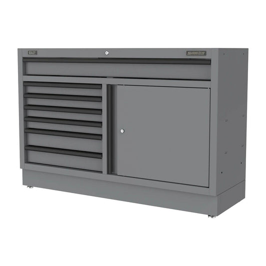 Sealey APMS41BE Superline PRO Black Edition Modular Floor Cabinet 7 Drawer & Cupboard Combination 1360mm