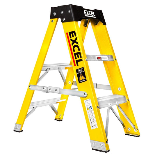 Excel Electricians Fibreglass Step Ladder 3 Tread 0.72m Heavy Duty