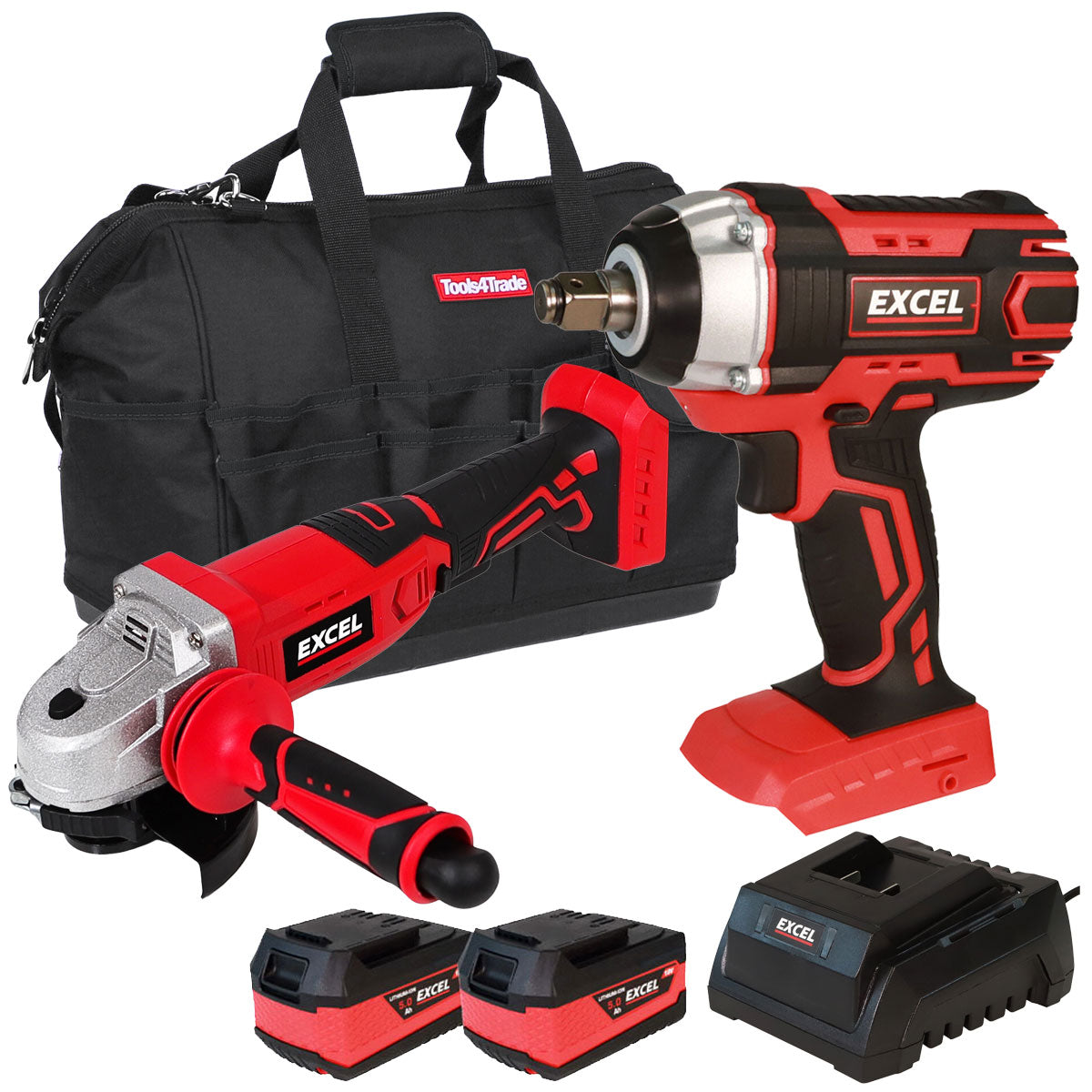 Excel 18V Cordless Twin Pack with 2 x 5.0Ah Batteries & Charger in Bag EXL5084