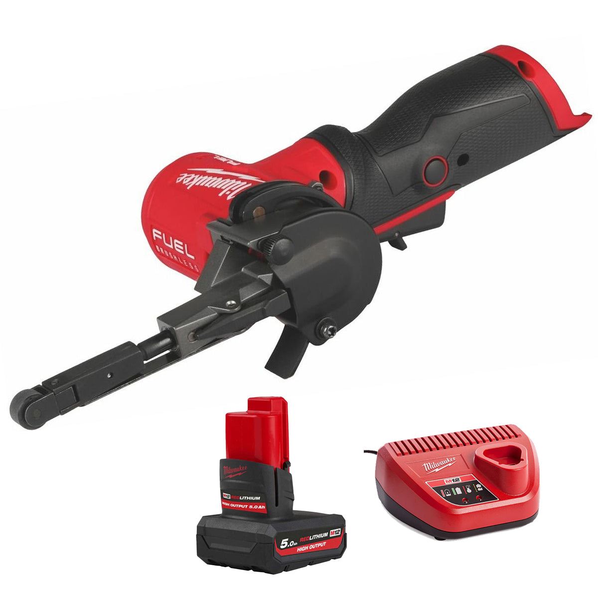 Milwaukee M12FBFL10-0 12V Brushless 10mm Band File with 1 x 5.0Ah Battery & Charger