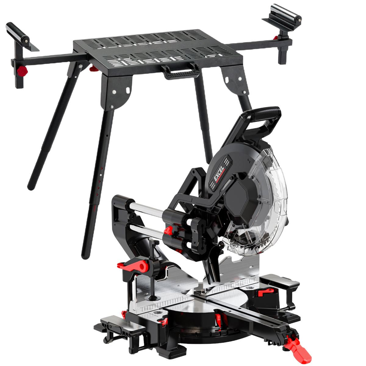 Excel 305mm Sliding Mitre Saw 240V/2000W with LED Light & Universal Stand