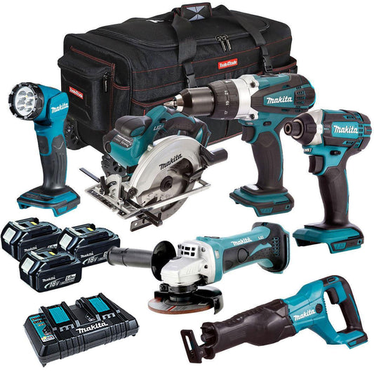 Makita 18V 6 Piece Combo Kit 3 x 5.0Ah Batteries & Charger T4T6072PT