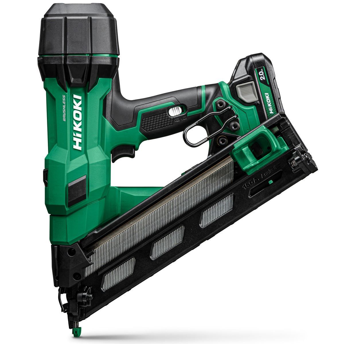 Hikoki NT1865DAAJXZ 18V Brushless 2nd Generation 15G Angled Finishing Nailer with 2 x 2.0Ah Battery Charger & Case