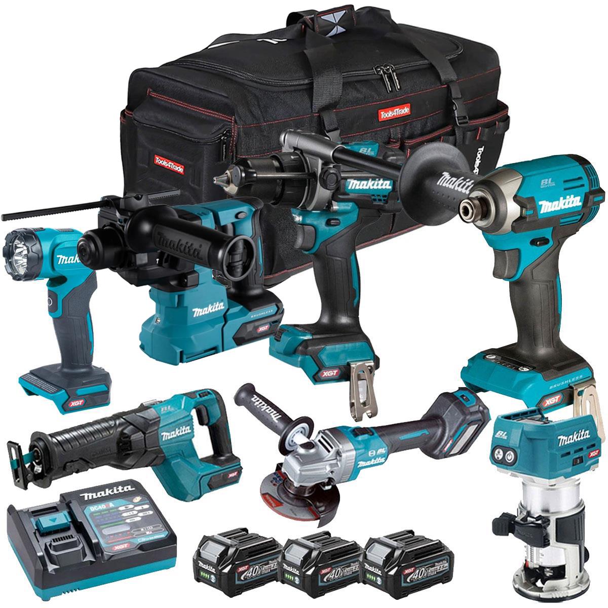 Makita 40V XGT 7 Piece Brushless Power Tool Kit with 3 x 2.5Ah Battery T4TKIT-16059