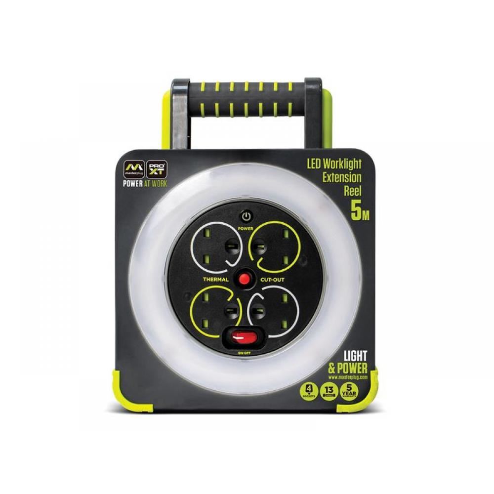 Masterplug Work Light Cable Reel 13A 4-Socket 5M 240V WLU05134SL-PX