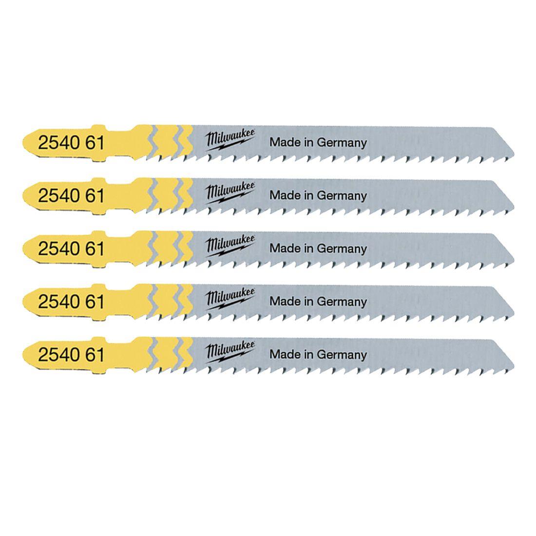 Milwaukee T101B 75mm x 2.5mm Splinter Free Jigsaw Blades Pack of 5 4932254061