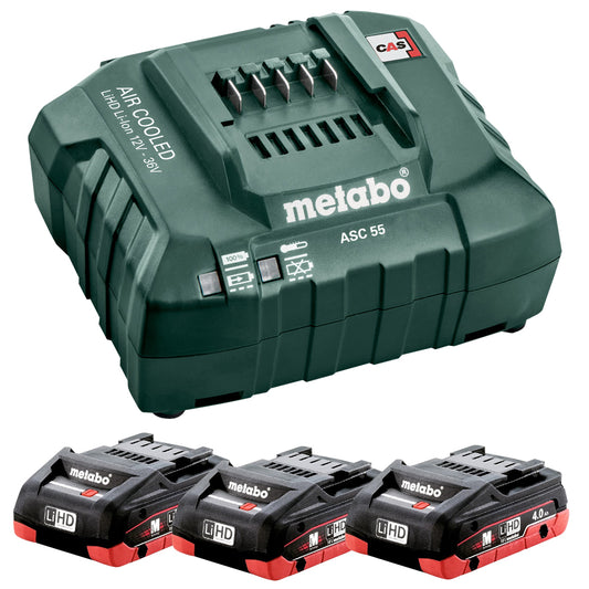 Metabo 685132380 18V Basic Set 3 x 4.0Ah LiHD Batteries with ASC 55 Charger