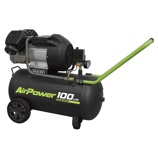 Sealey SAC10030VE 100L V-Twin Direct Drive Air Compressor 230V/13A