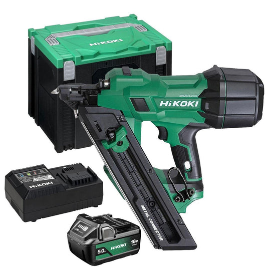 Hikoki NR1838DKAW9Z 18V Brushless 38mm Metal Connector Nailer with 1 x 5.0Ah Battery & Charger