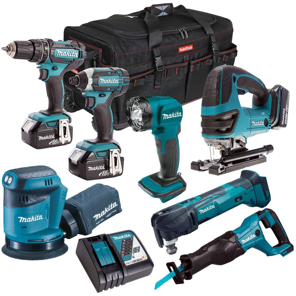 Makita 18V 7 Piece Power Tool Kit with 3 x 5.0Ah Battery & Charger T4TKIT-321