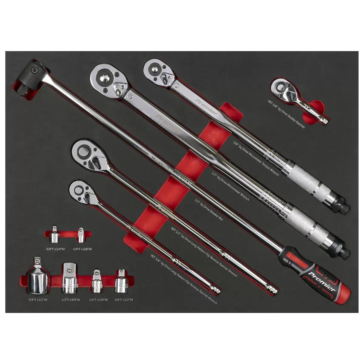 Sealey TBT45 Premier Ratchet, Torque Wrench, Breaker Bar & Socket Adaptor Set with Tool Tray 12pc