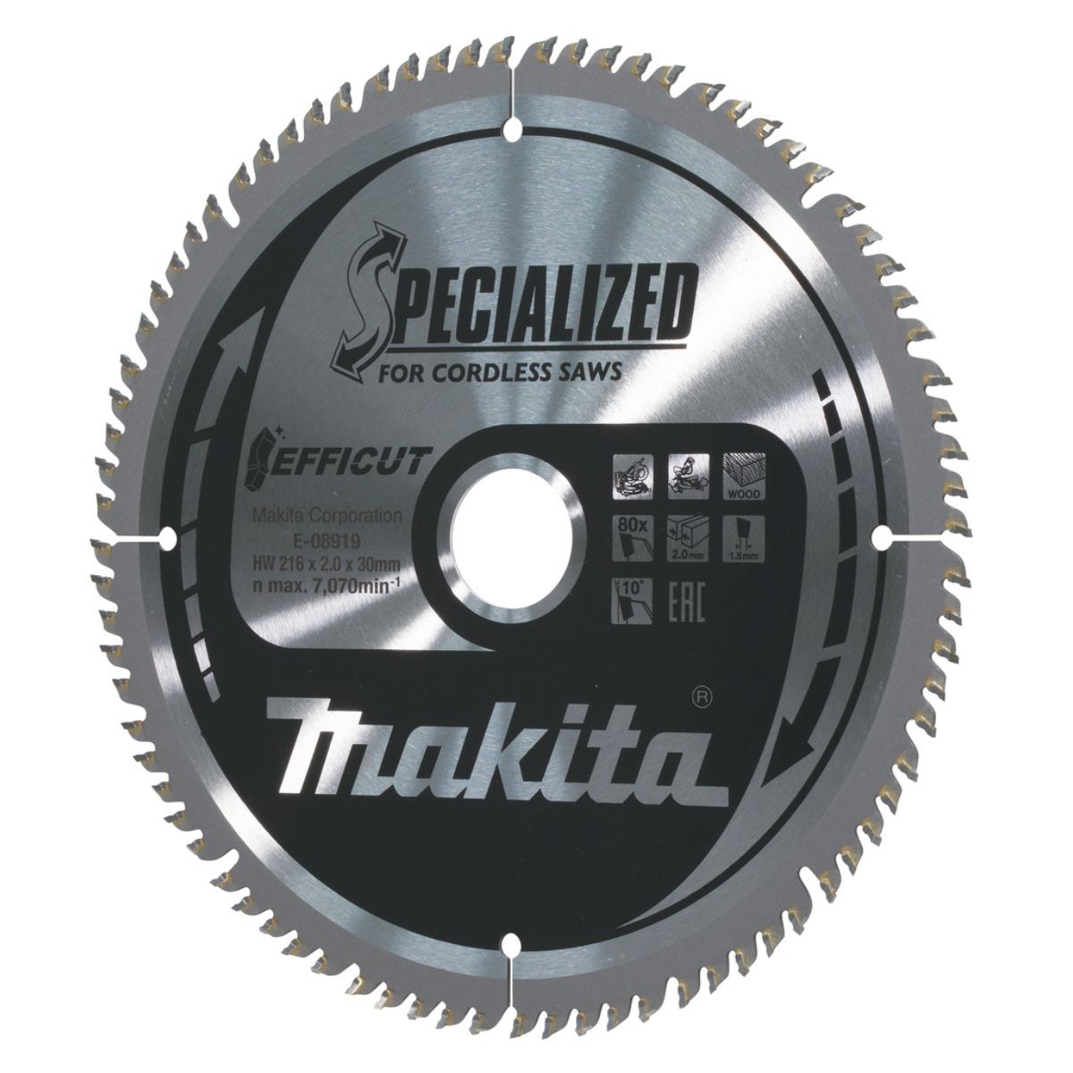 Makita E-08919 Efficut TCT Circular Saw Blade 216mm x 30mm x 80T