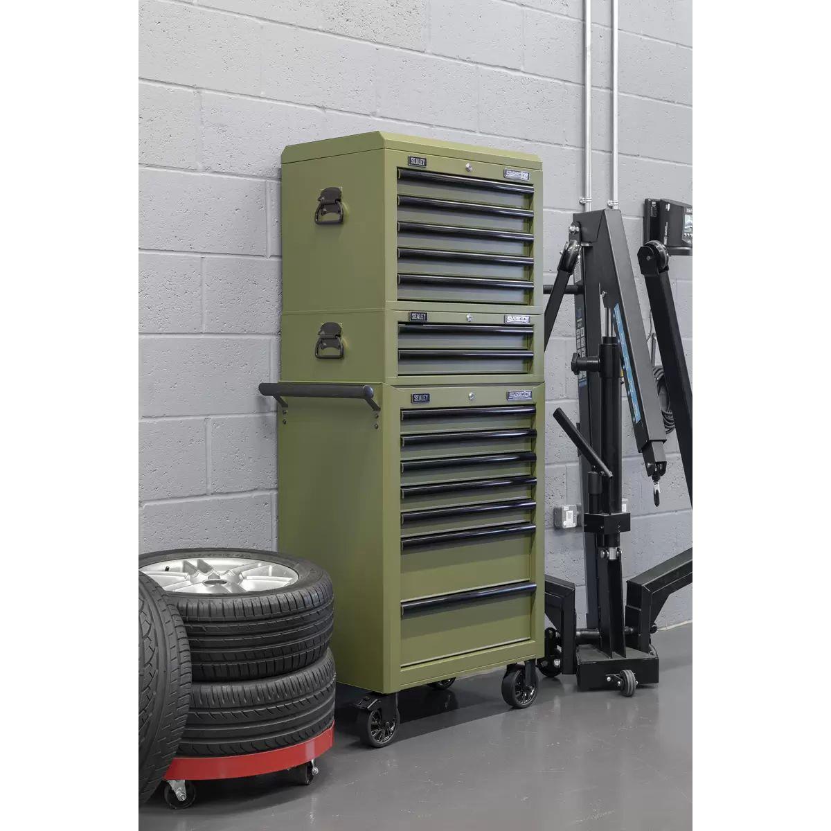 Sealey APSTACKTK Superline PRO Topchest, Mid-Box Tool Chest & Rollcab Combination 14 Drawer Khaki