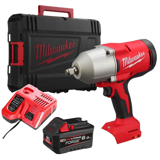 Milwaukee M18BLHIWF12-0X 18V Brushless 1/2" High Torque Impact Wrench with 1 x 6.0Ah Battery Charger & Case