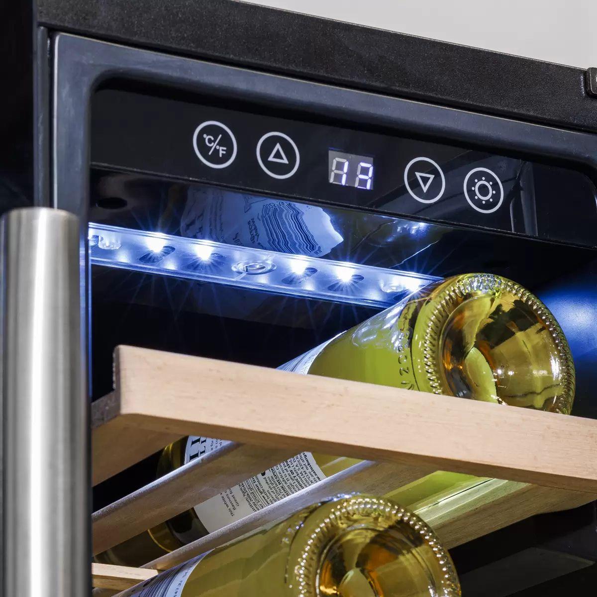 Sealey DH96 Baridi 40 Bottle/120 Can Dual Zone Undercounter/Freestanding Wine & Drinks Fridge Black 230V