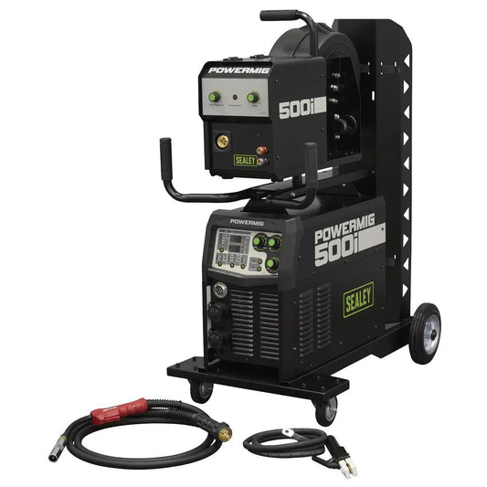 Sealey POWERMIG500i 500A Professional Gas/Gasless MIG/TIG/MMA Inverter Welder With Portable Wire Feeder 400V/3ph
