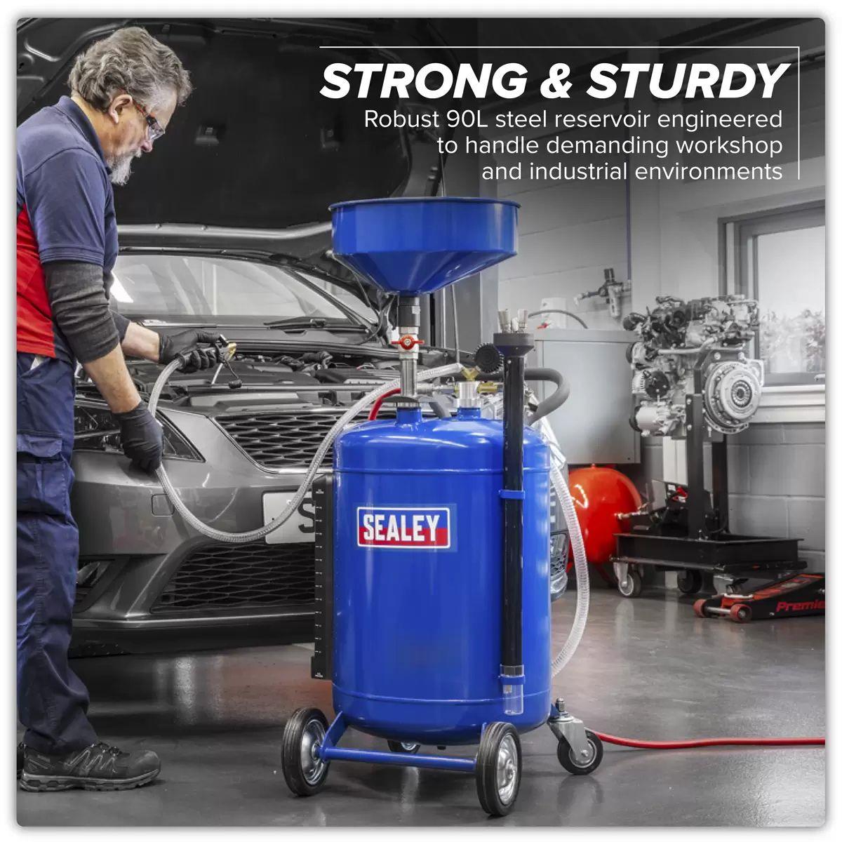 Sealey AK459DX 90L Air Discharge Mobile Oil Drainer with Probes