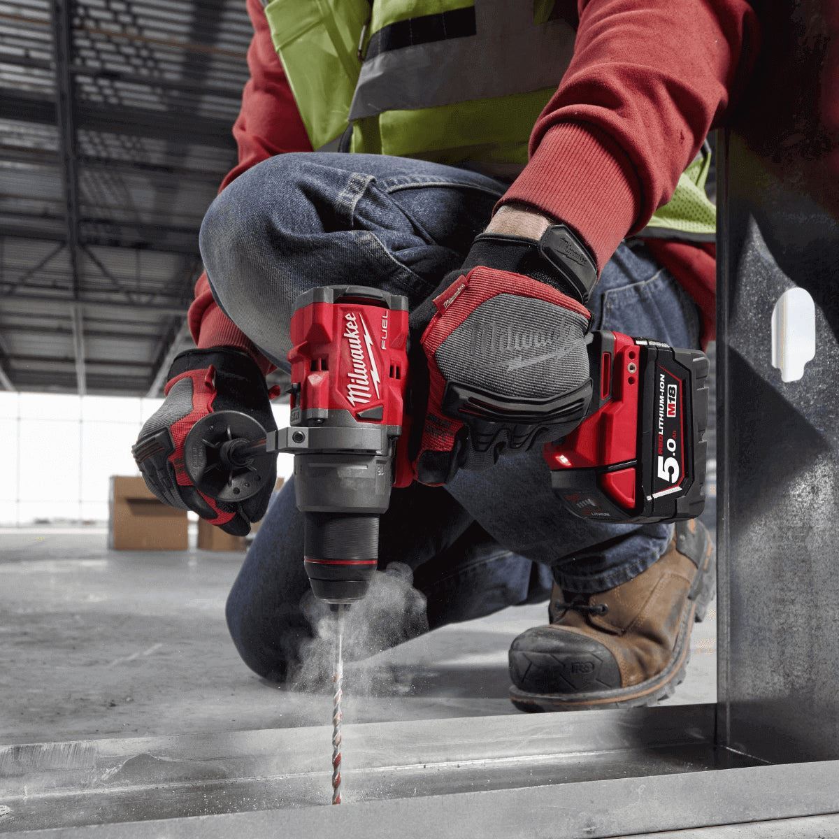 Milwaukee M18FPP2A3-502X 18V Fuel Combi Drill + Impact Driver with 2 x 5.0Ah Battery, Charger & 80 Piece Impact Duty Bit Set