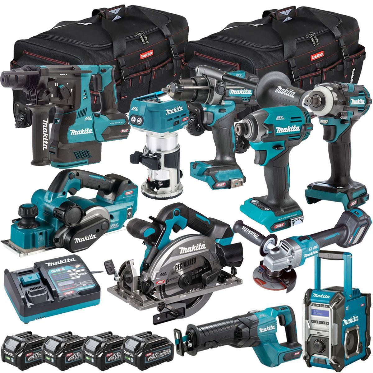 Makita 40V XGT 10 Piece Brushless Power Tool Kit with 4 x 2.5Ah Battery T4TKIT-16042