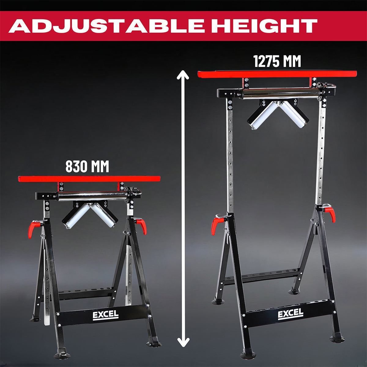 Excel Multi-Function 4 in 1 Workbench Table Trestle Roller Stand Adjustable Height Item Condition Used