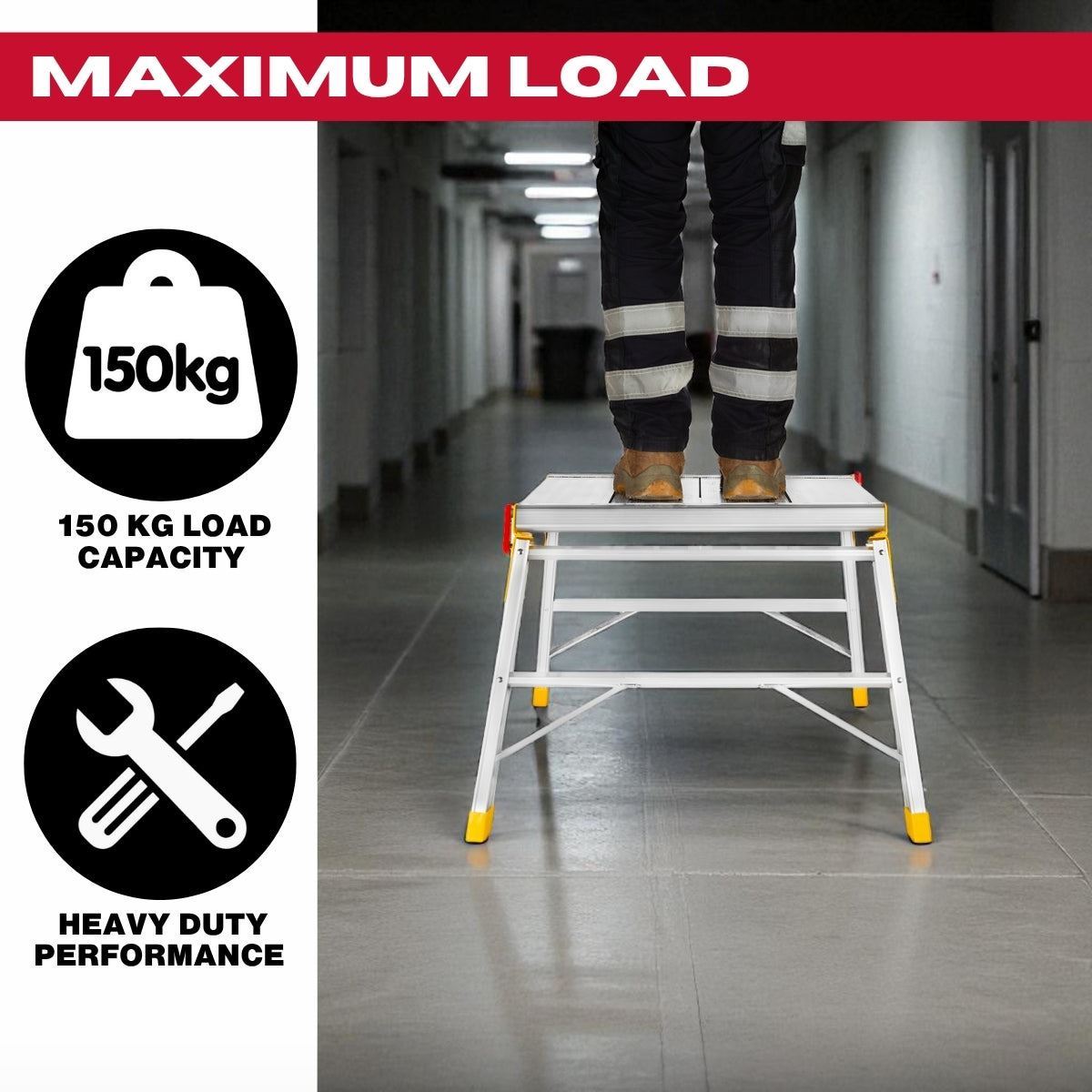 Excel Heavy Duty Aluminium Platform Work Bench Folding Hop Up 600mm x 600mm Item Condition Damaged Box