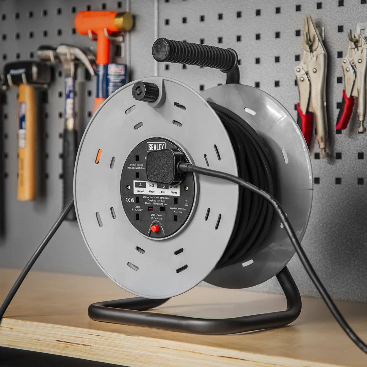 Sealey BCR50 Cable Reel 50m 4 x 230V/960W