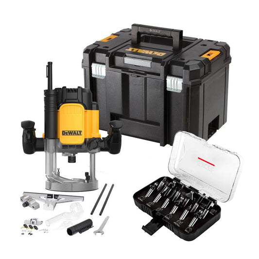 Dewalt DWE625KT 1/2in Plunge Router 2300W 240V with 1/2" 12 Piece Cutter Set