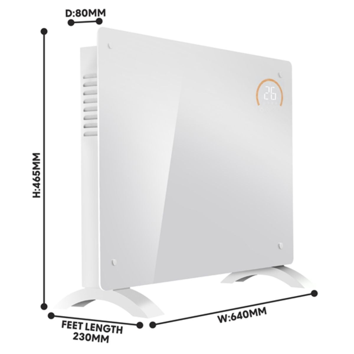 Baridi DH138 Electric Glass Panel Heater White 1500W