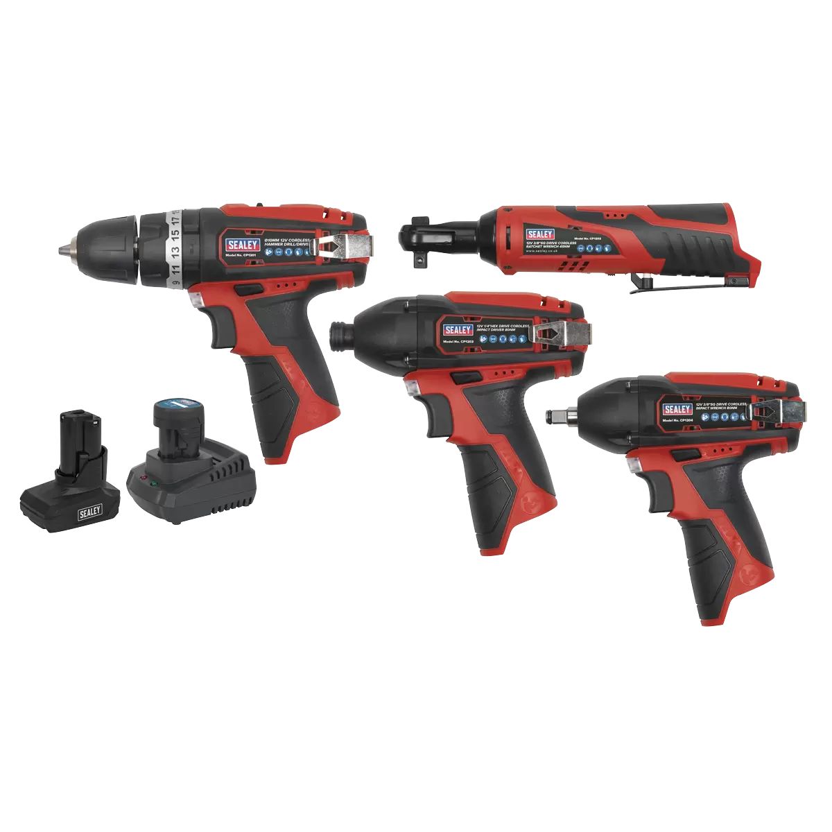 Sealey CP1200COMBO 12V Power Tool Combo 4pc Kit with 2 x 1.5Ah Batteries