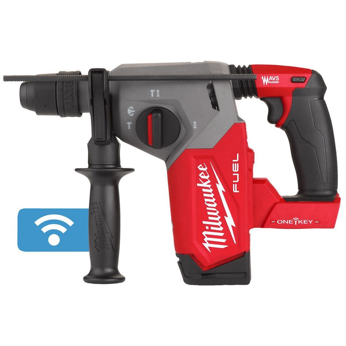 Milwaukee M18ONEFHX-0 18V Brushless 4-Mode 26mm SDS-Plus Hammer Drill with 4 Piece Chisel Set & Chuck