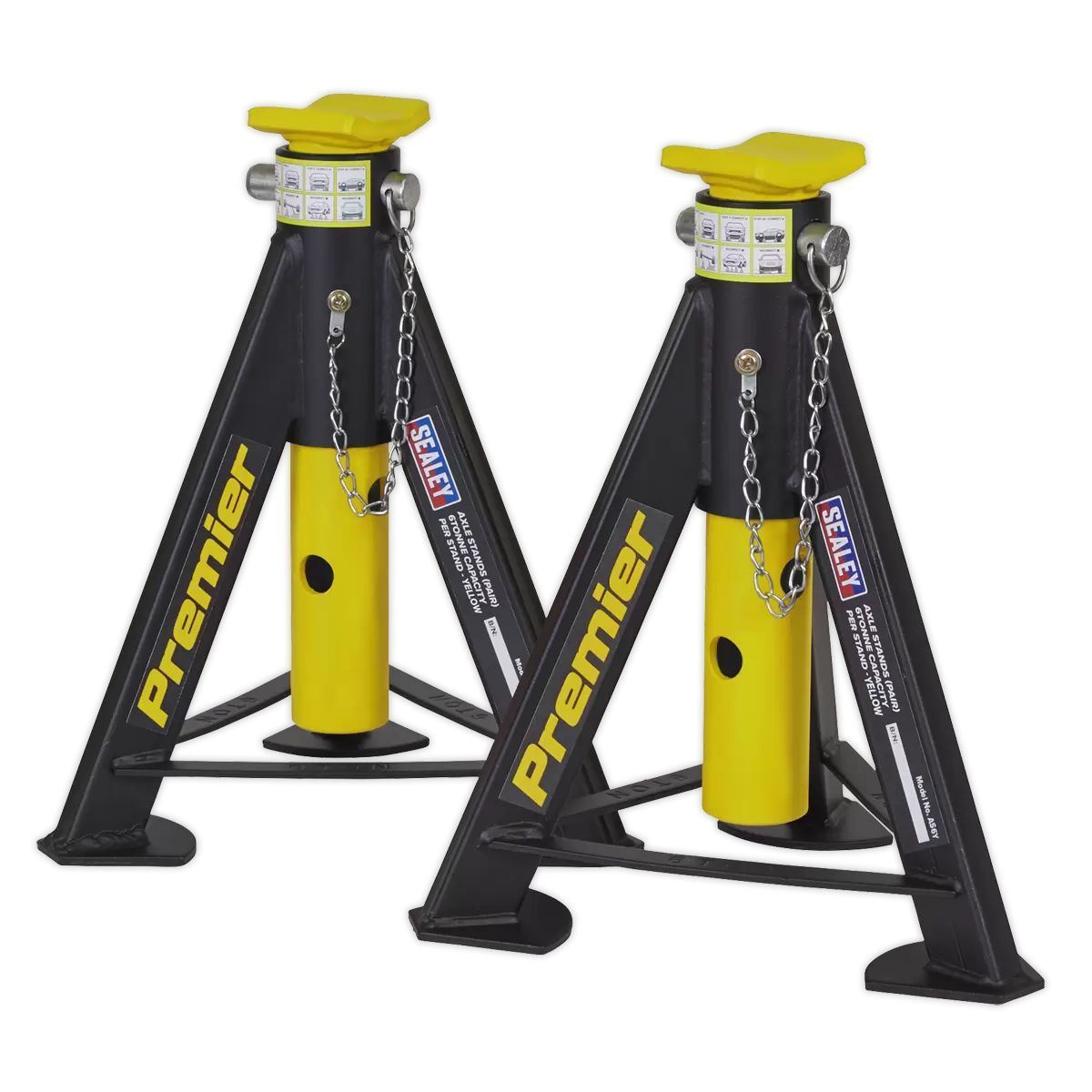 Sealey AS6Y Axle Stands 6 Tonne Capacity per Stand