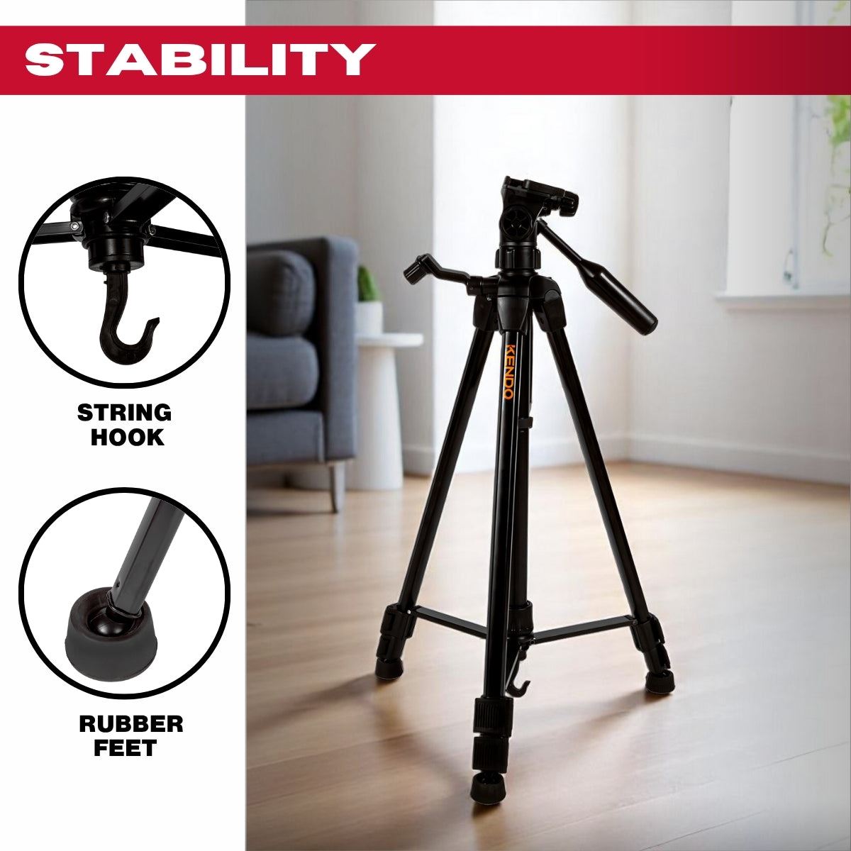 Kendo Adjustable Tripod 0.6–1.5m with Carry Bag
