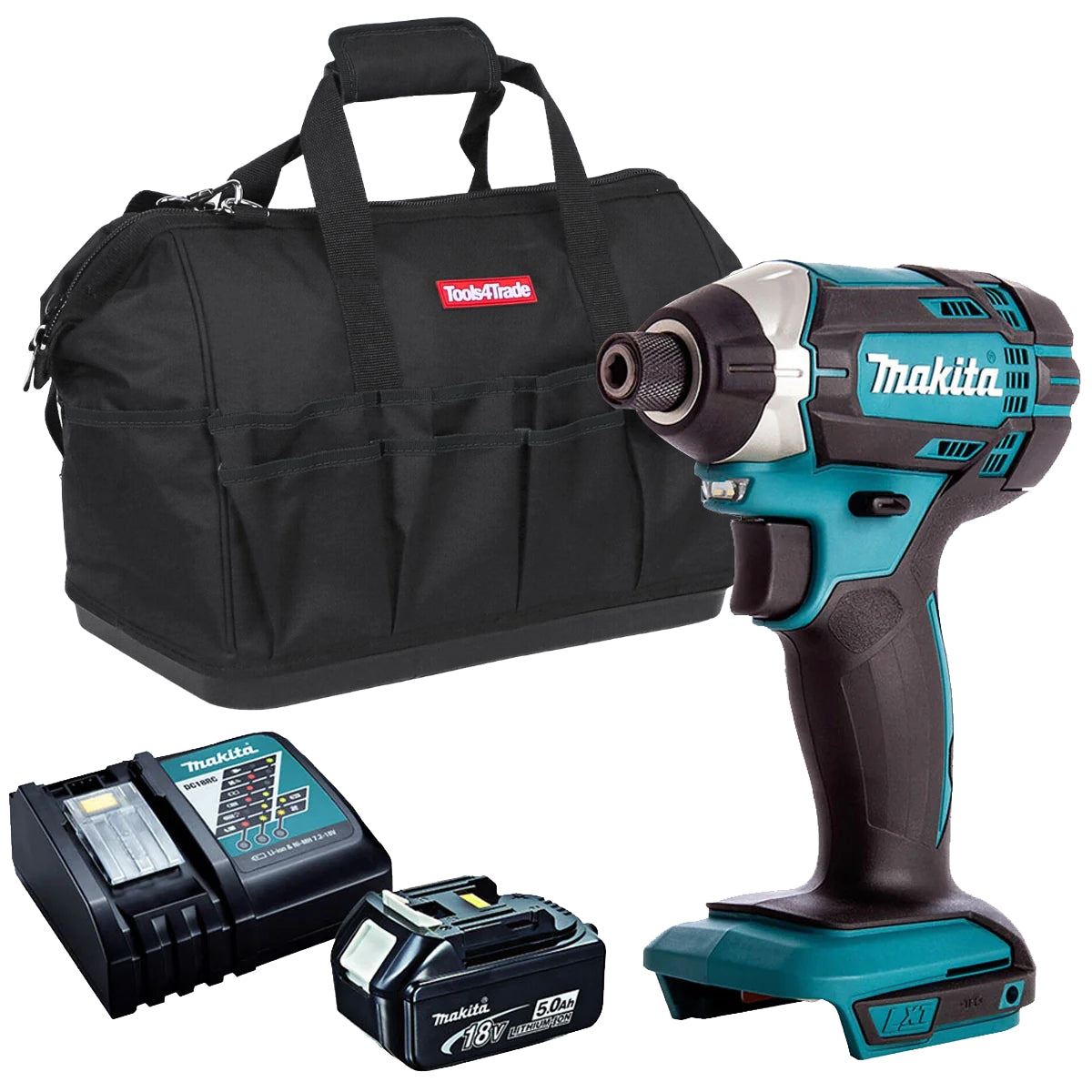 Makita DTD152Z 18V Cordless Impact Driver with 1 x 5.0Ah Battery Charger & Tool Bag