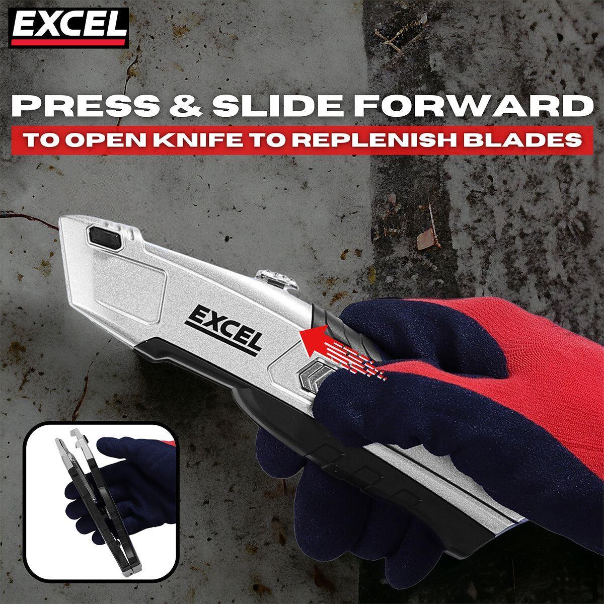 Excel Folding Utility Knife with Auto Reload Utility Knife, Trimming Knife & 15 Blades
