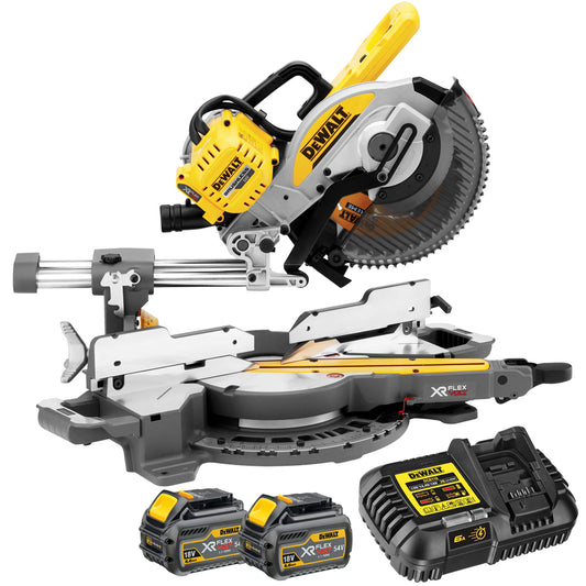 Dewalt DCS727T2-GB 54V XR Flexvolt Brushless Slide Mitre Saw With 2 x 6.0Ah Batteries Charger