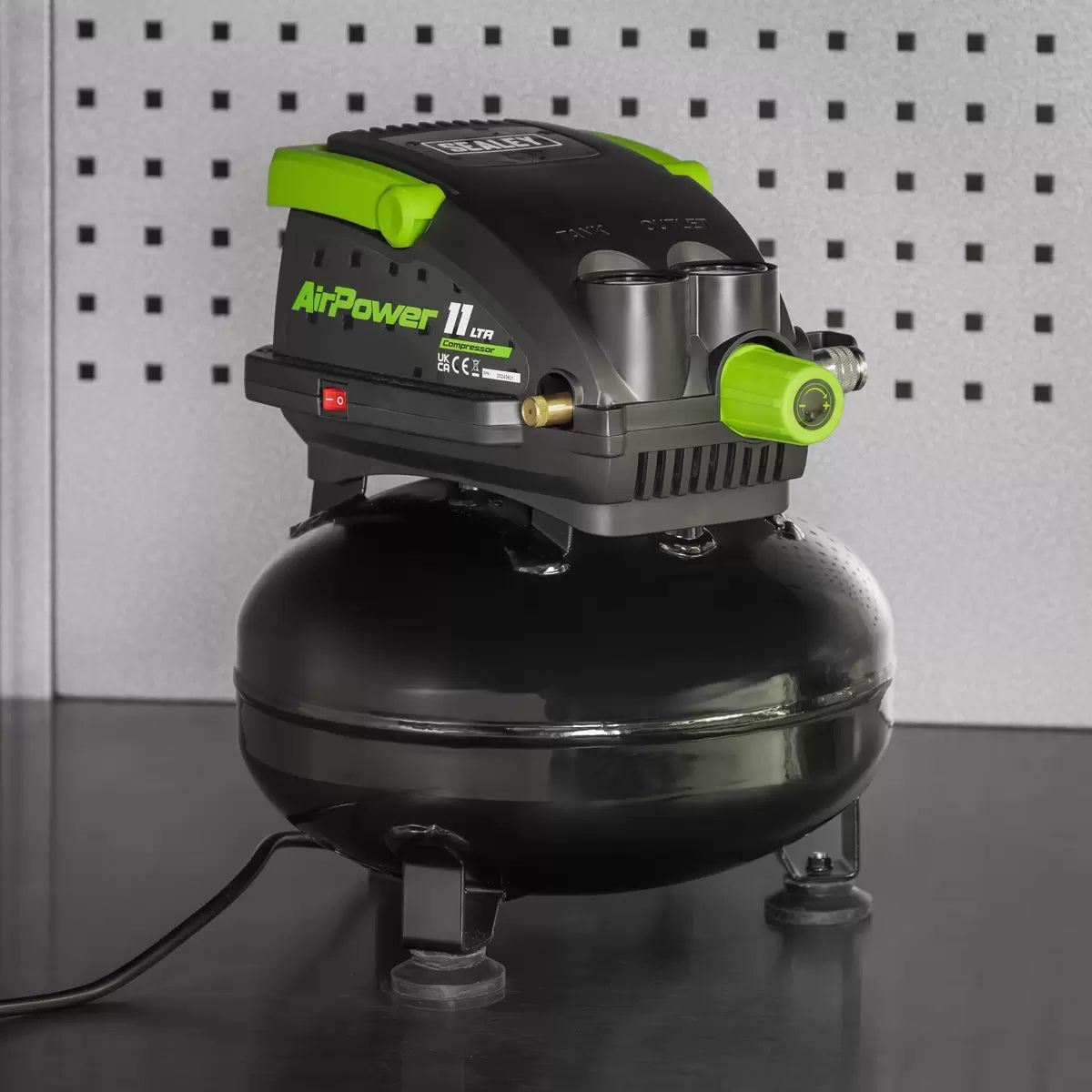 Sealey SAC1100 11L Oil-Free Air Compressor 0.5HP Direct Drive for Efficient, Low Maintenance Performance