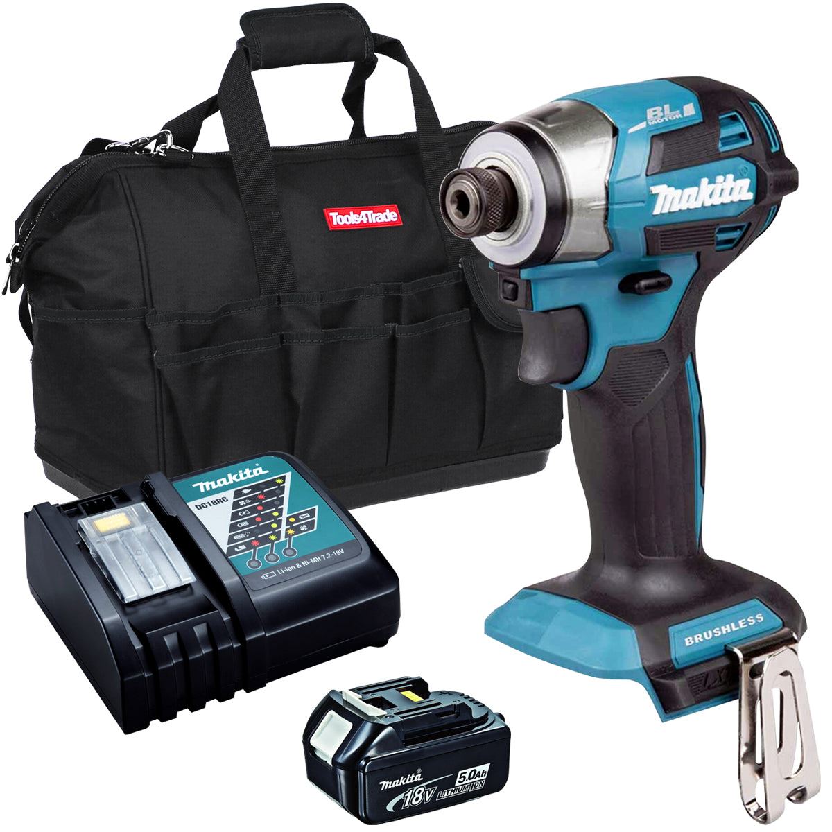 Makita DTD173Z 18V LXT Brushless Impact Driver With 1 x 5.0Ah Battery Charger & Bag
