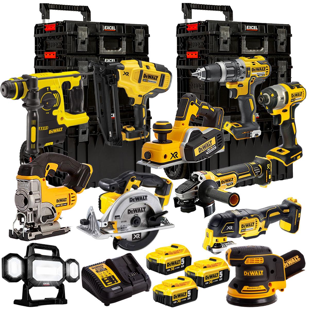 DeWalt DEWT4TKIT10EB 18V 11 Piece Power Tool Kit with 3 x 5.0Ah Battery, Charger & 3 Piece Modular Tool Box