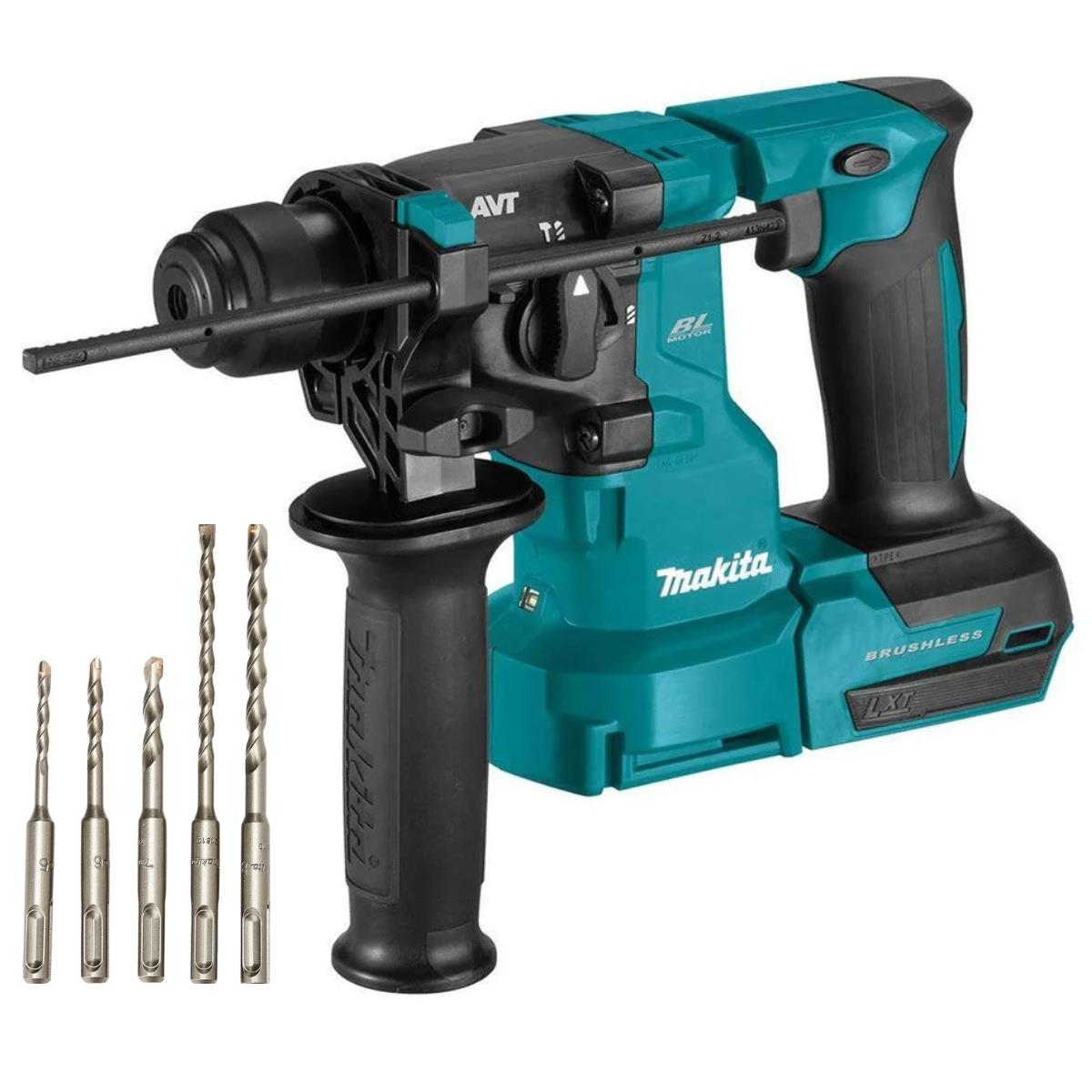 Makita DHR183Z 18V Brushless SDS+ Plus Rotary Hammer Drill With Bit Set of 5 Piece