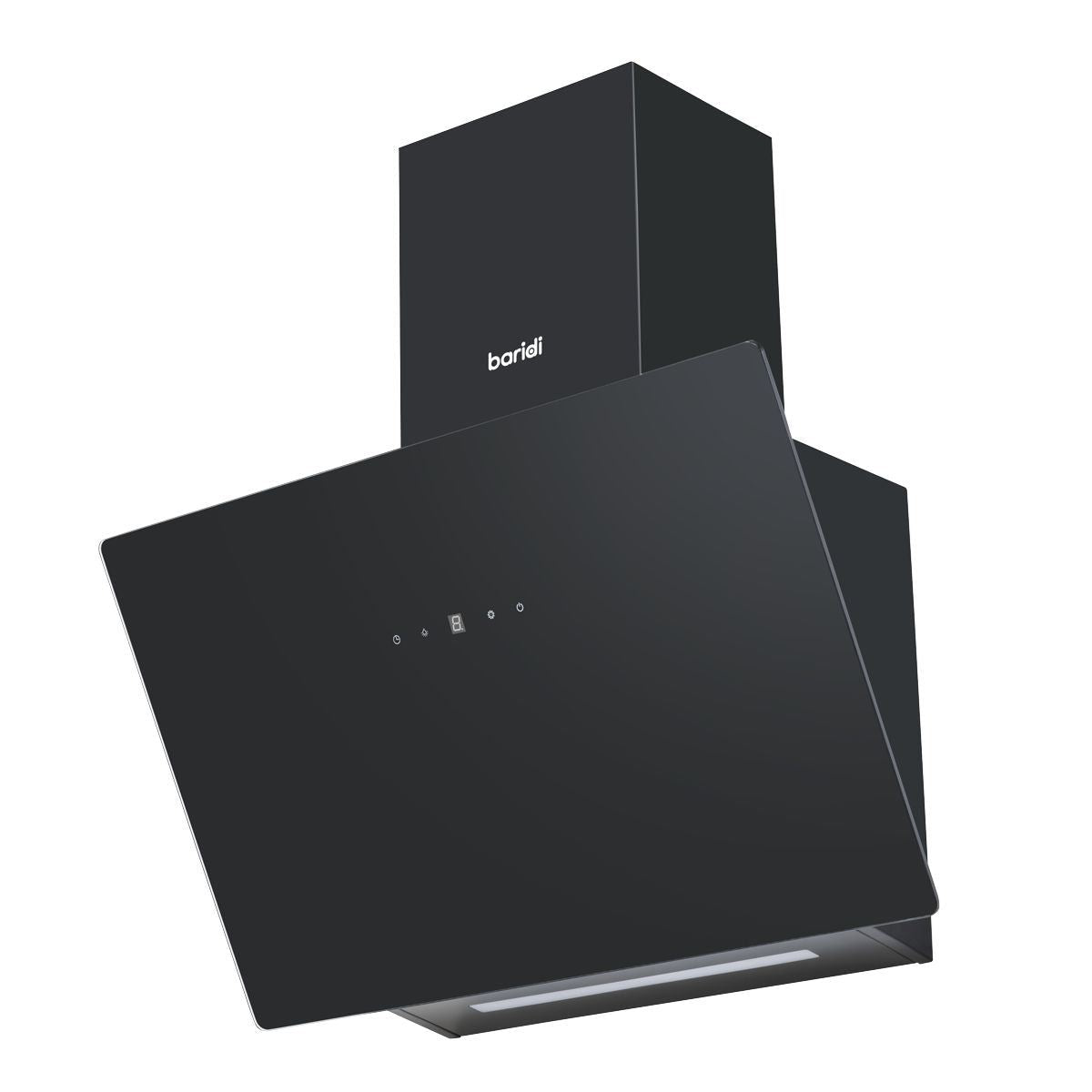 Sealey DH105 Baridi Angled Chimney Cooker Hood with Touch Controls & Carbon Filters 60cm Black Glass