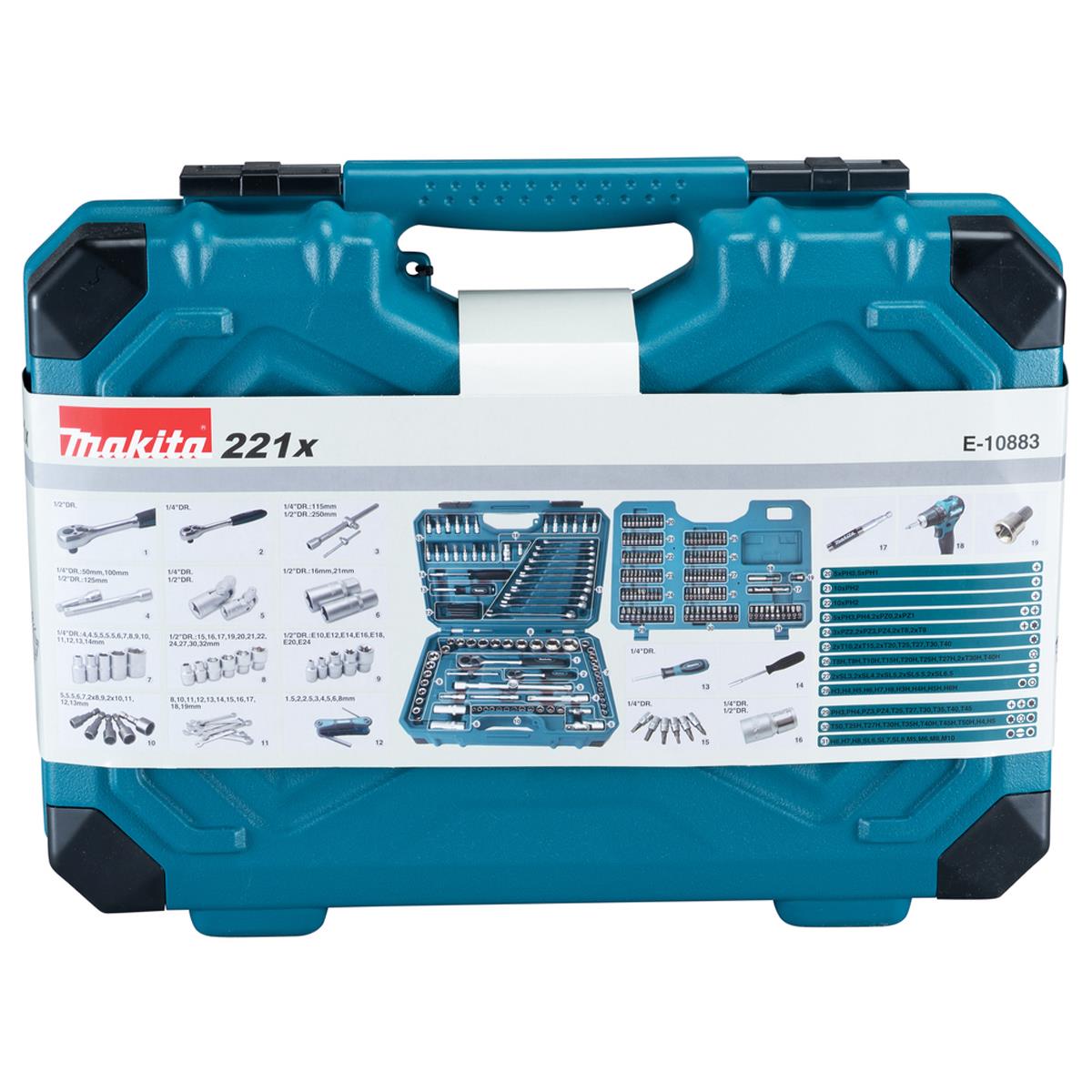Makita E-10883 Maintenance Tool Set Of 221 Pieces In Case