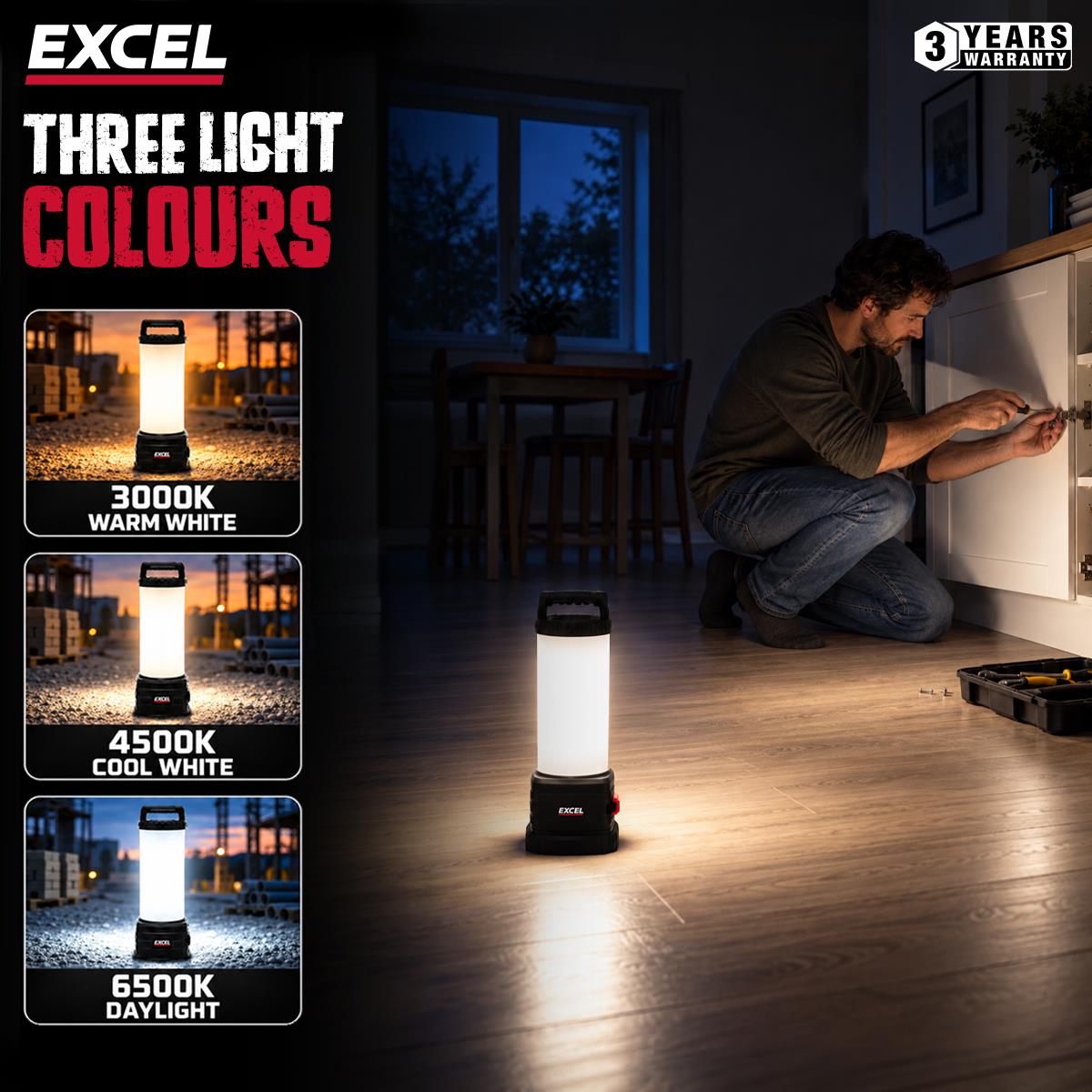 Excel 18V/240V 9600 Lumens Hybrid 360° Site Light